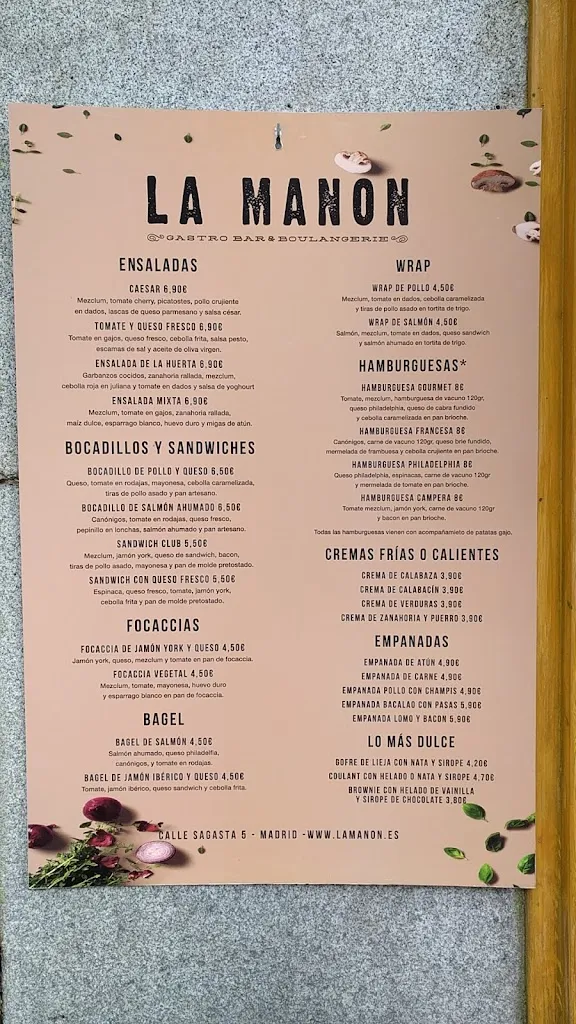 Menu_La Manon Boulangerie & Bistro_Mañón_image_1
