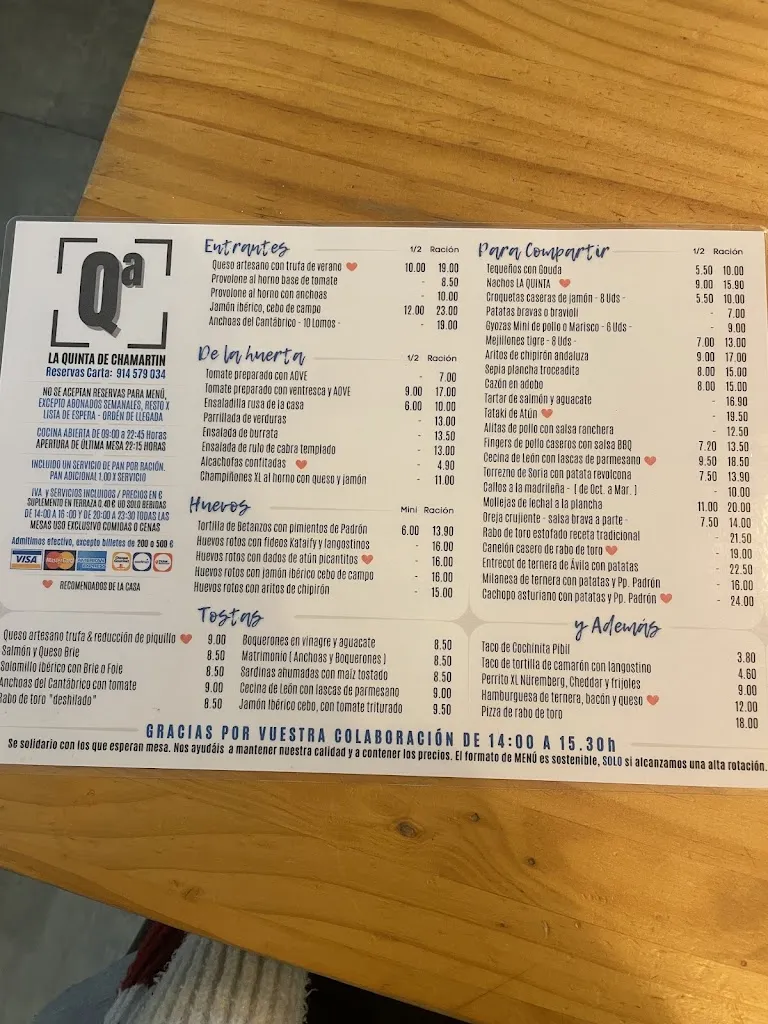 Menu_La Quinta de Chamartín_Chamartín_image_4