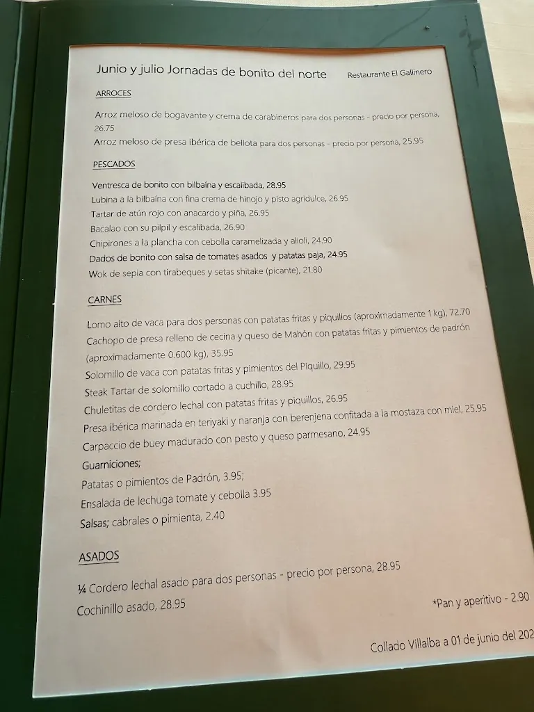 Menu_Restaurante El Gallinero_Collado del Mirón_image_1