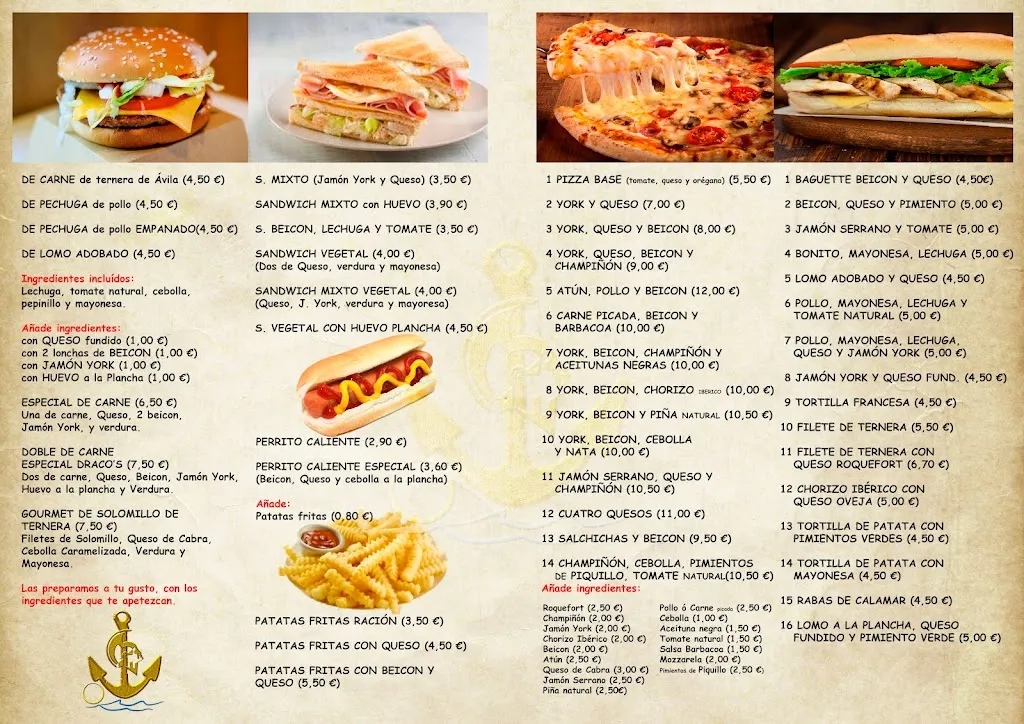 Menu_Pub Burguer Draco's_Cebreros_image_2
