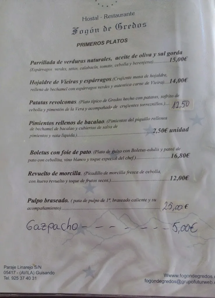 Menu_Hostal Restaurante Fogón de Gredos_Guisando_immagine_4