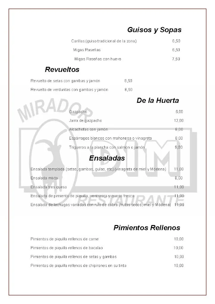 Menu_Restaurante El Mirador de Gredos Candeleda_Candeleda_immagine_2