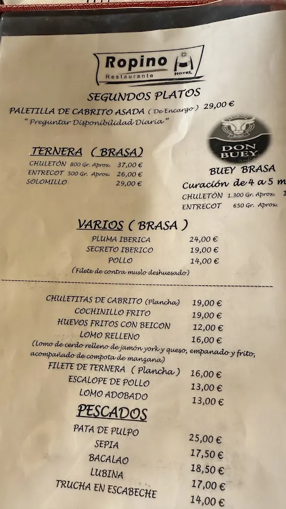 Menu_ROPINO, Casa Rural y Restaurante_Candeleda_image_1