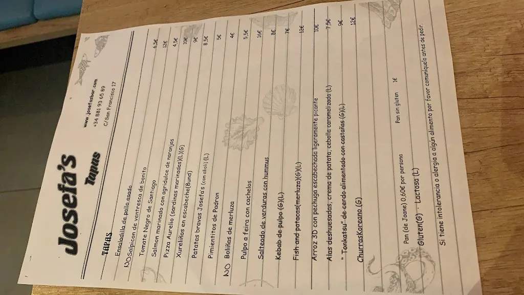 Menu_Josefa´s BAR_Ferrol_image_2