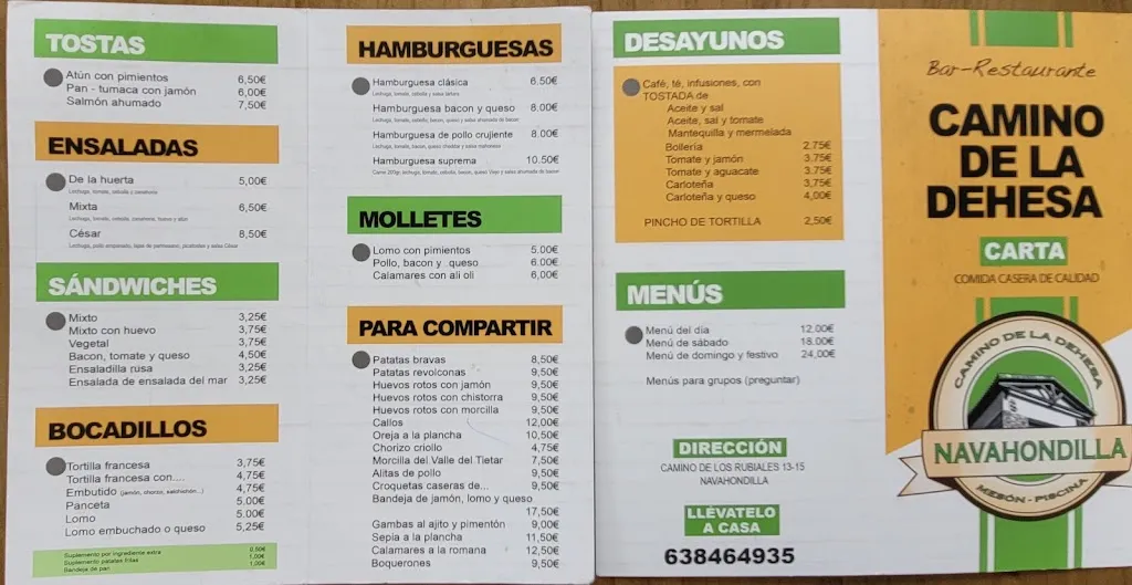 Menu_Mesón Camino de la Dehesa_Navahondilla_image_1