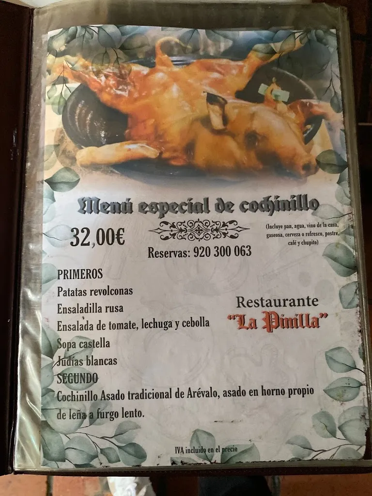 Menu_Restaurante Asador La Pinilla_Nava de Arévalo_image_1