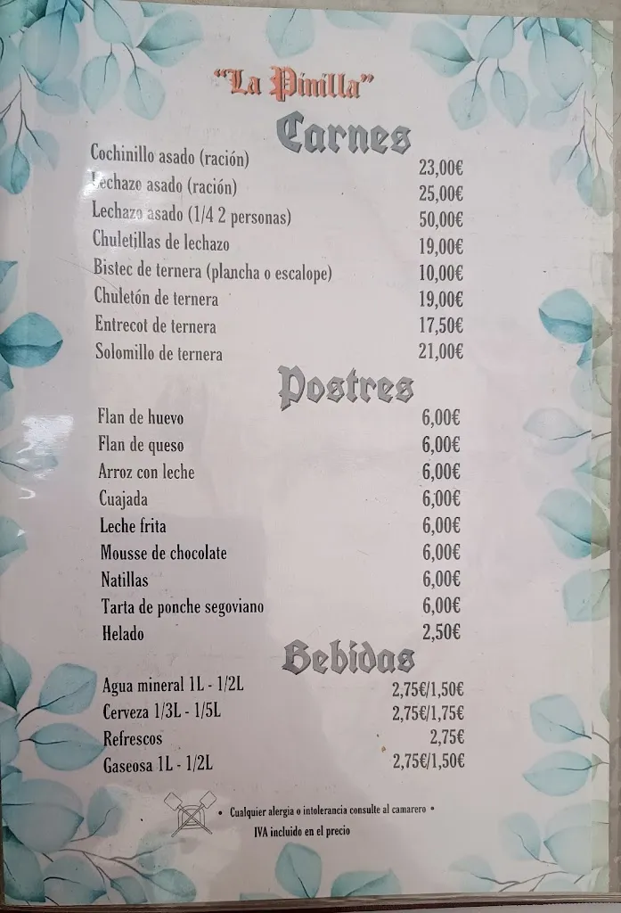 Menu_Restaurante Asador La Pinilla_Nava de Arévalo_image_3