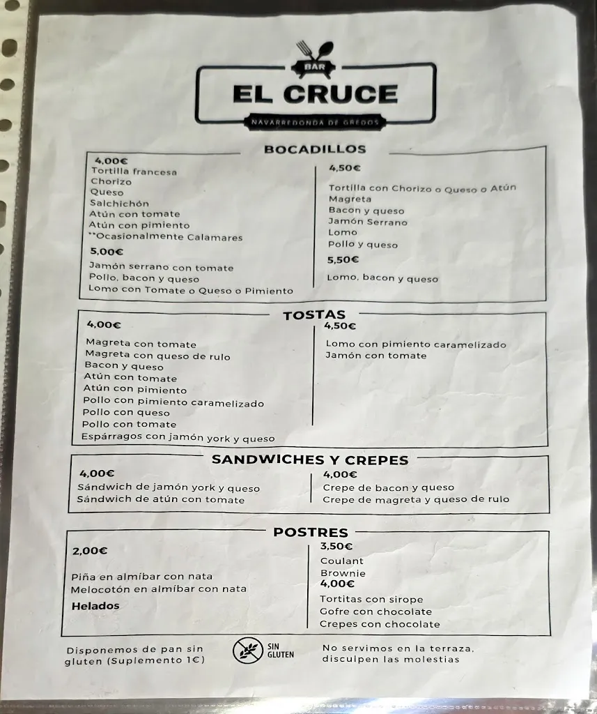 Menü_Bar el Cruce_Navarredonda de Gredos_Bild_1