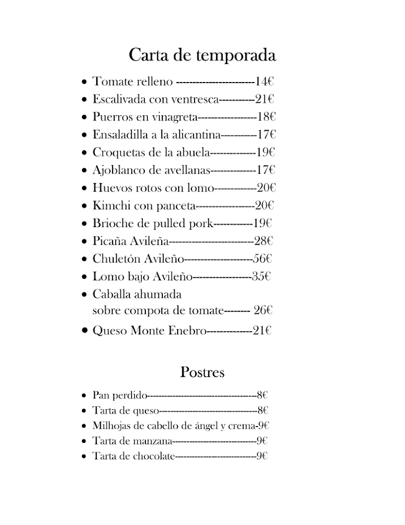 Menu_Restaurante De Zamorano_Navaluenga_immagine_1