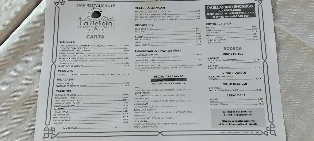 Menu_Bar Restaurante La Bellota_Navaluenga_image_4