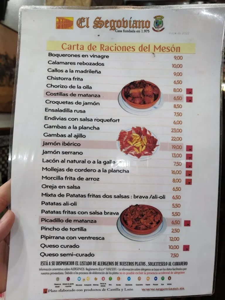Menu_Mesón Restaurante EL SEGOVIANO_Riofrío_image_4