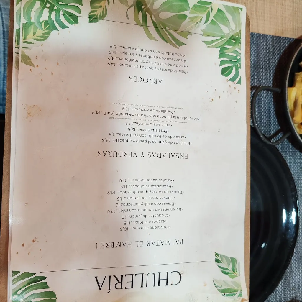 Menu_Bar restaurante Chulería_Navalmoral_image_3