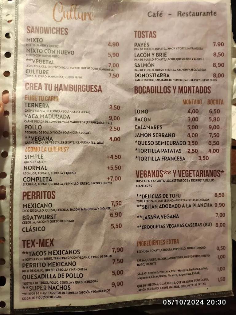 Menu_Restaurant Cafe Culture_Piedralaves_image_1