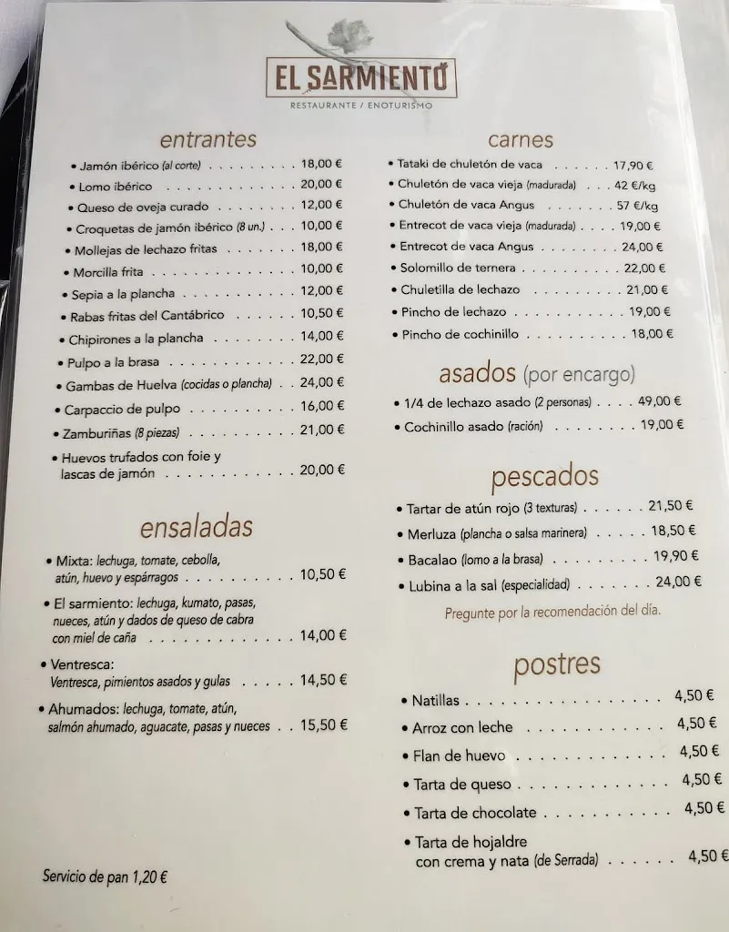 Menu_Restaurante el Sarmiento Serrada_Serrada La_immagine_2