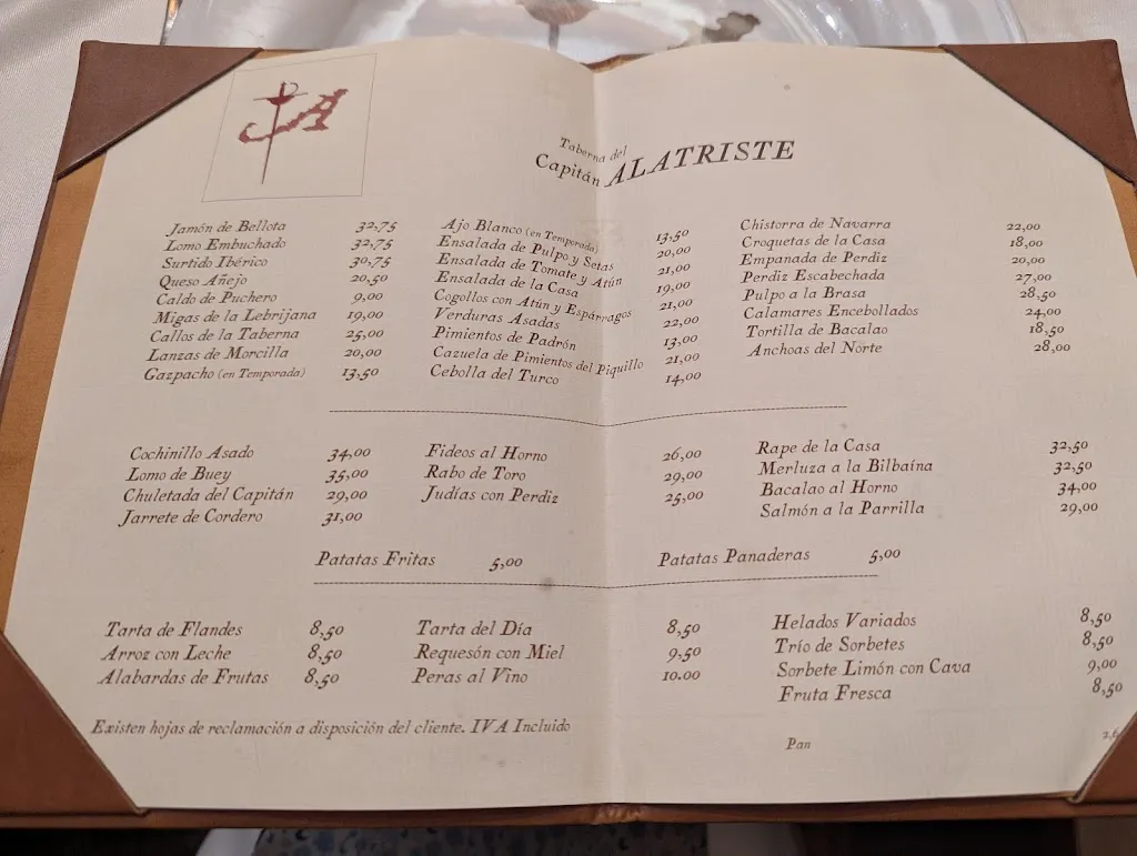 Menu_LA TABERNA DEL CAPITÁN ALATRISTE_Torre La_image_2