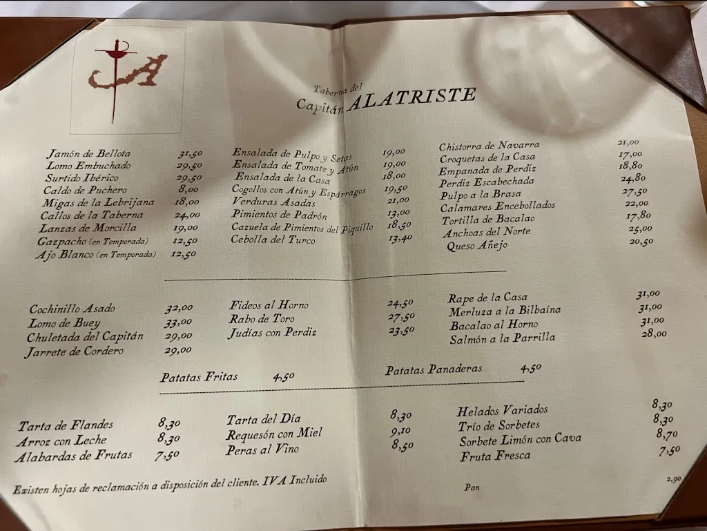 Menu_LA TABERNA DEL CAPITÁN ALATRISTE_Torre La_image_4