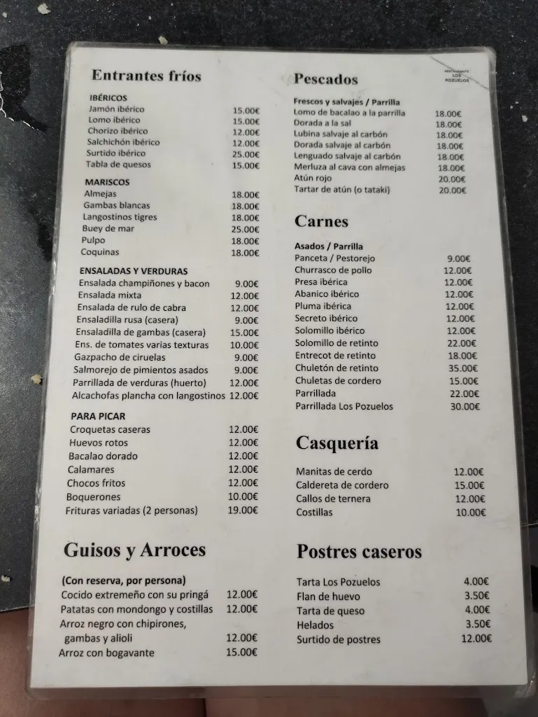Menu_Restaurante LOS POZUELOS_Almendralejo_immagine_2