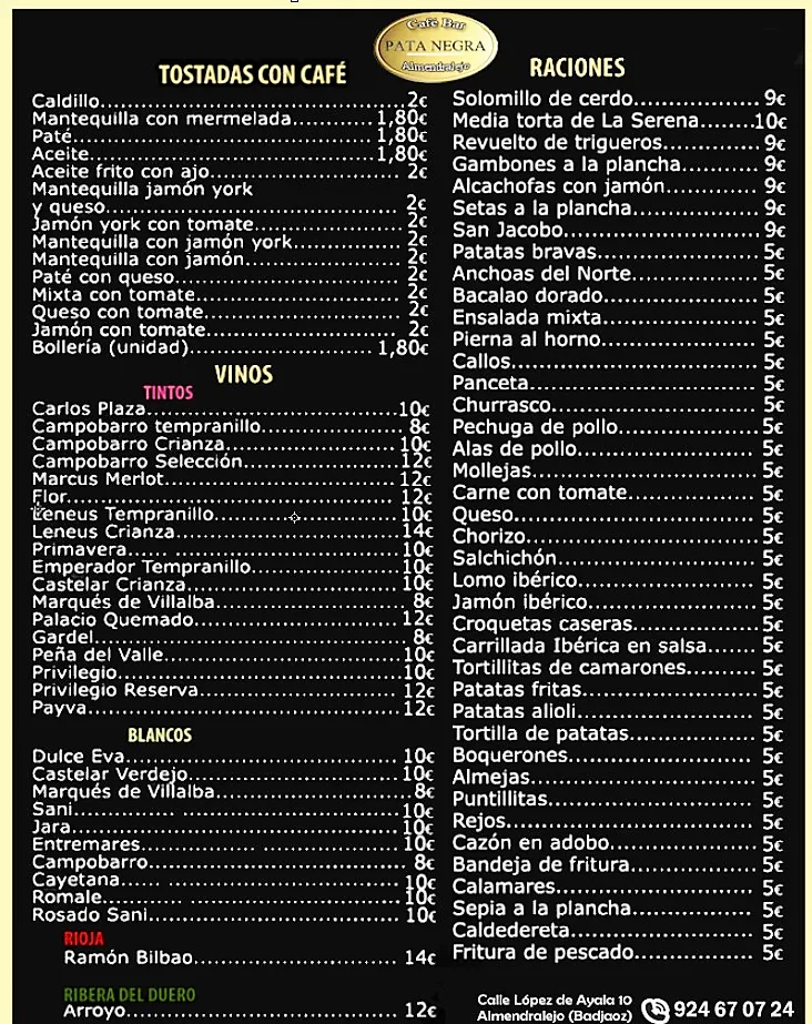 Menu_Raciones en Almendralejo Mesón Pata Negra_Almendralejo_image_1