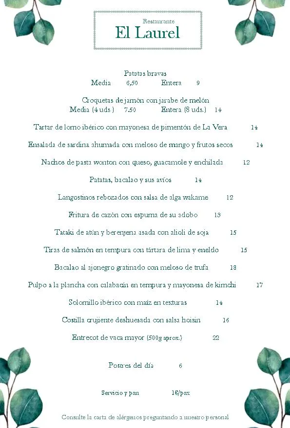 Menu_Restaurante El Laurel Badajoz_Badajoz_image_1
