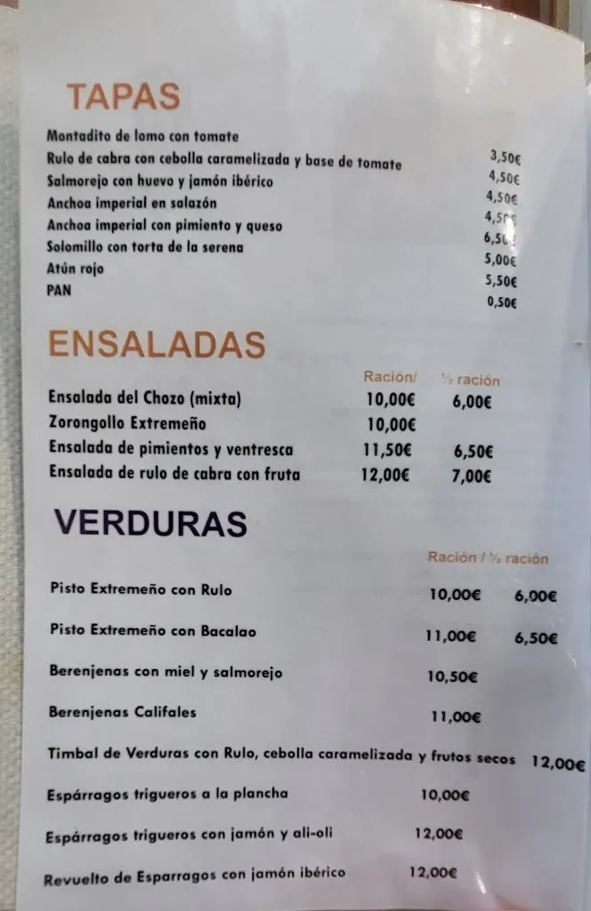 Menu_Mesón El Chozo Extremeño. Carnes a la brasa.Comida extremeña_Badajoz_image_4