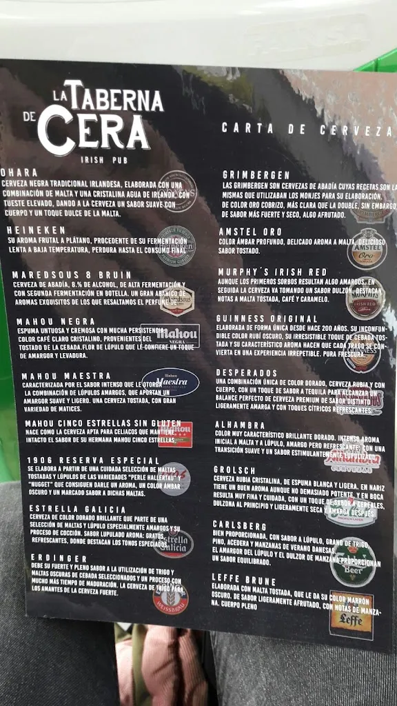 Menu_La Taberna de Cera. Irish Pub_Baterno_image_1