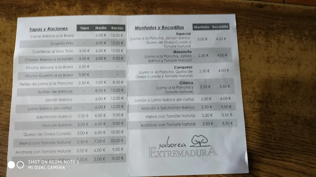 Menu_Mesón Extremadura_Calera de León_image_3