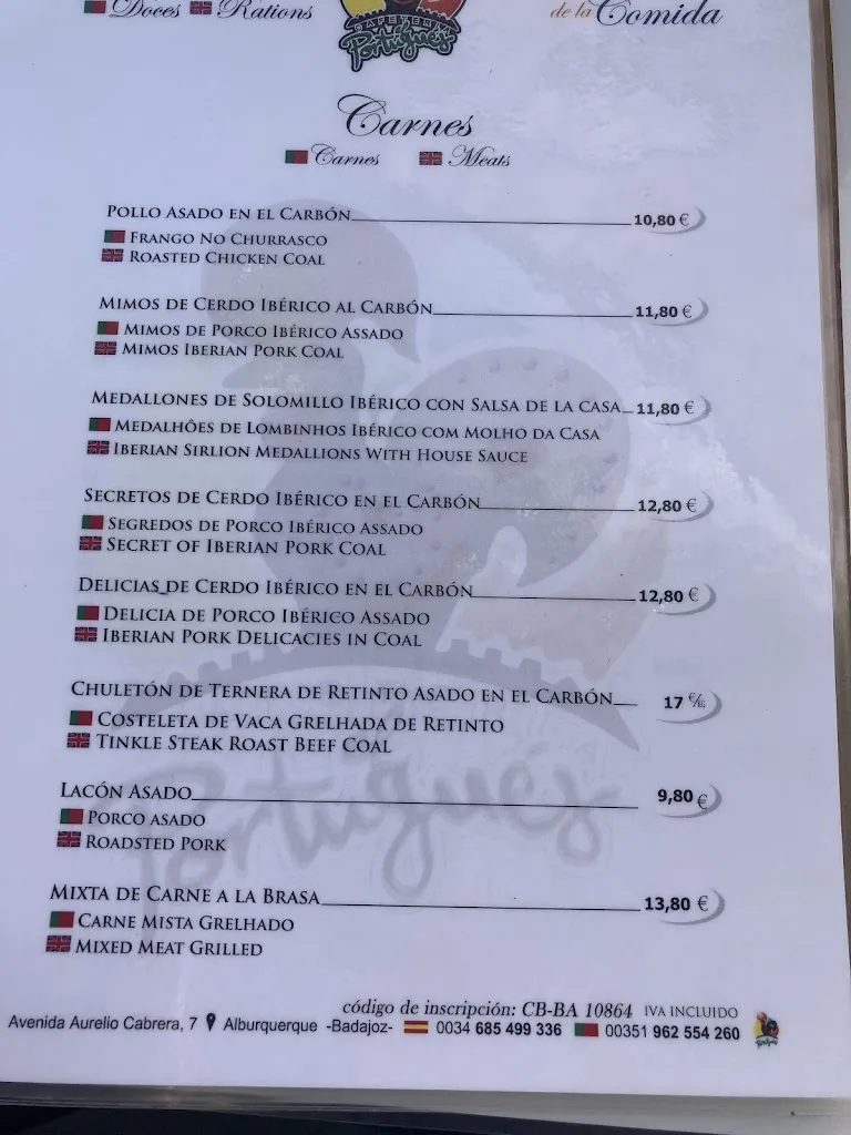 Menu_Cafetería El PORTUGUÉS Restaurante_Alburquerque_image_2