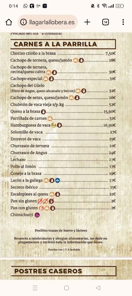 Menu_Llagar La Llobera_Alburquerque_image_2