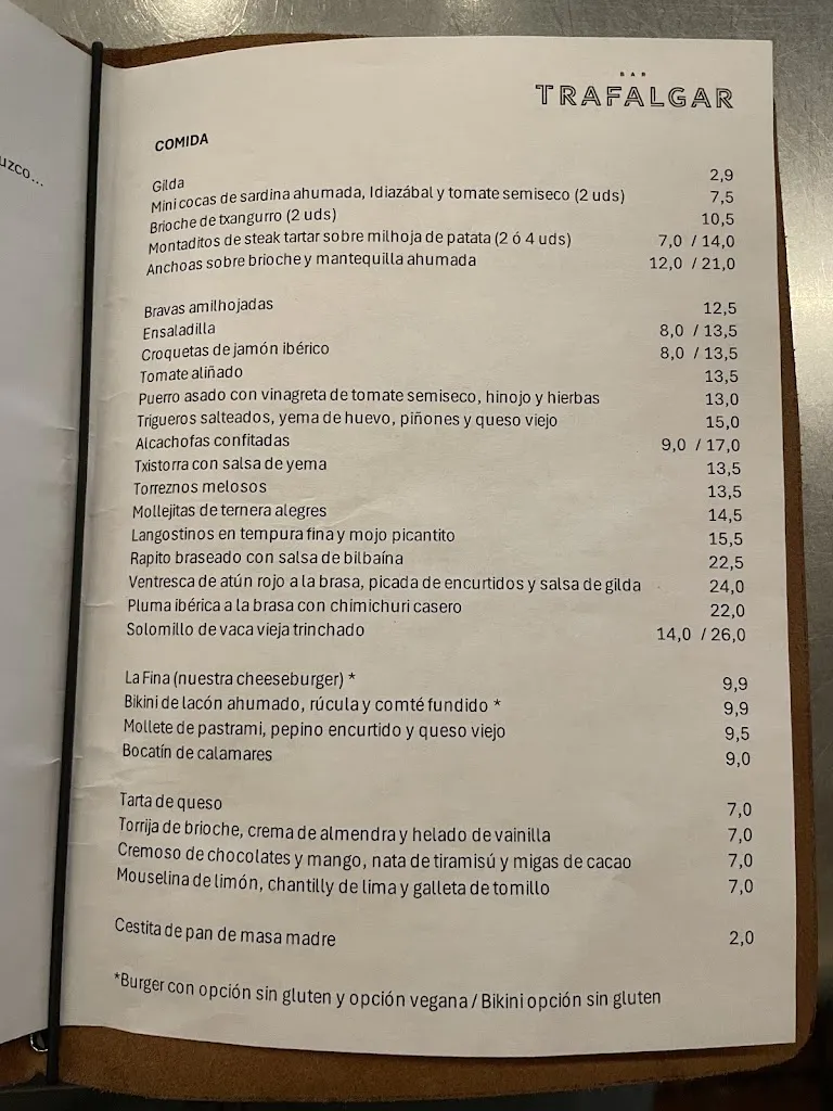 Menu_Bar Trafalgar_Alburquerque_image_1