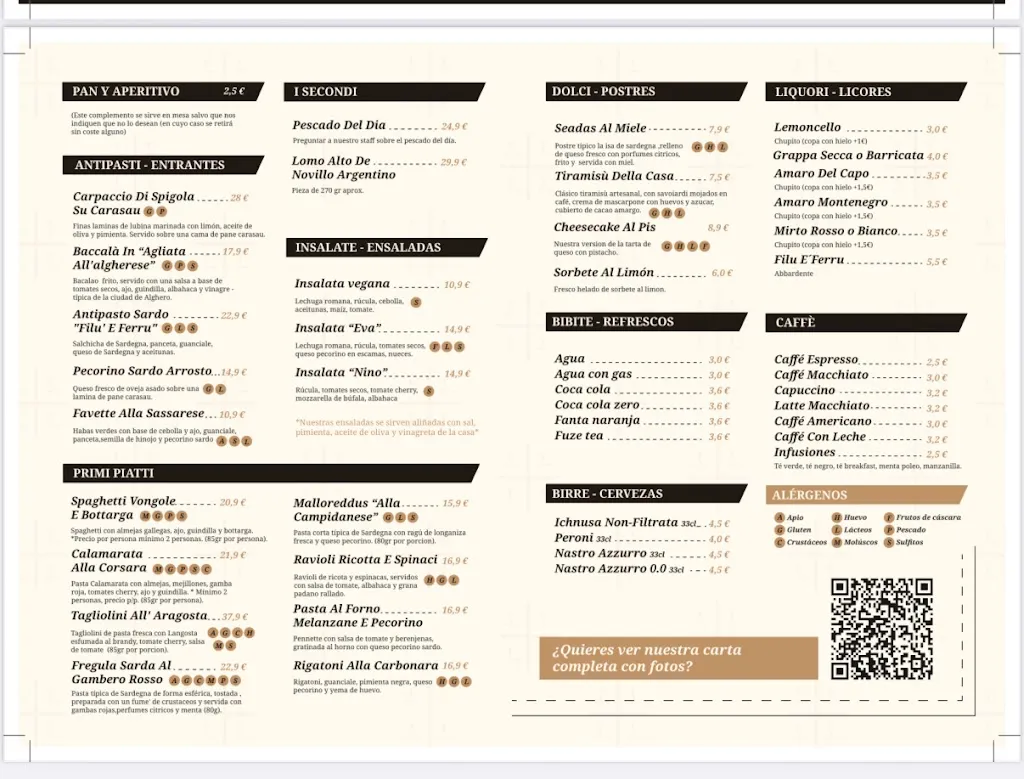 Menu_Filu 'e Ferru Restaurante tradicional de Cerdeña_Alburquerque_image_1