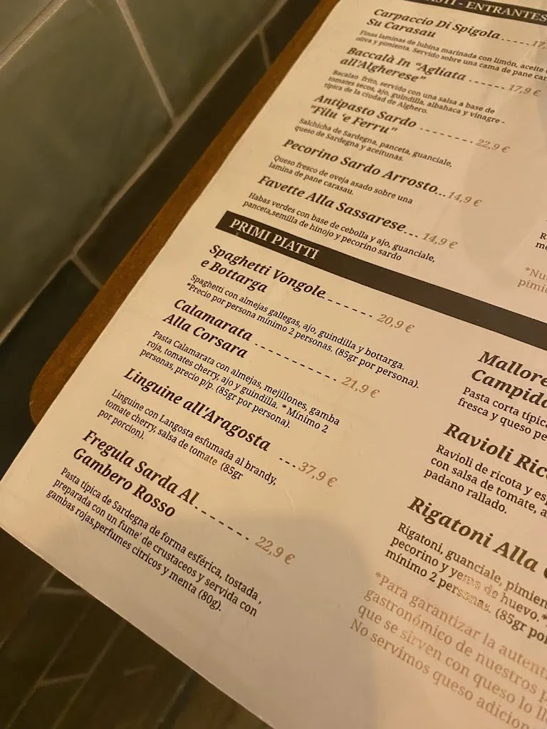 Menu_Filu 'e Ferru Restaurante tradicional de Cerdeña_Alburquerque_image_4