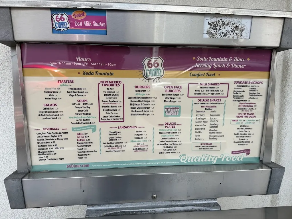 Menu_66 Diner_Alburquerque_image_1