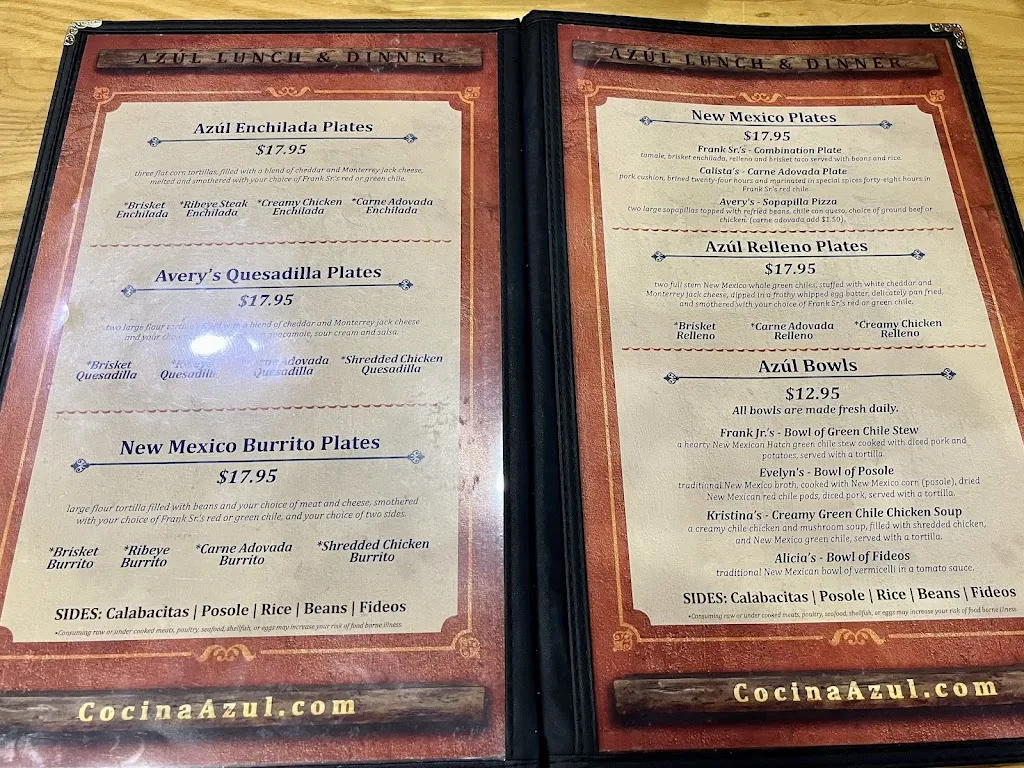 Menu_The ORIGINAL Cocina Azul at 12th & Mountain Rd_Alburquerque_image_2