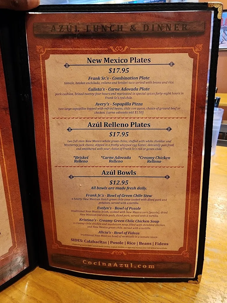 Menu_The ORIGINAL Cocina Azul at 12th & Mountain Rd_Alburquerque_image_4