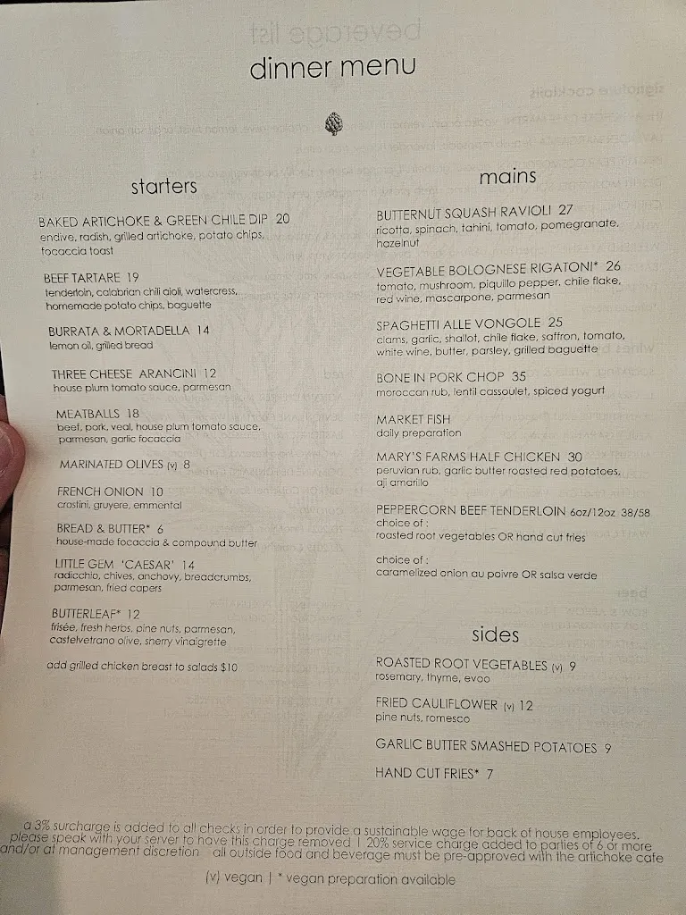 Menu_The Artichoke Cafe_Alburquerque_image_1