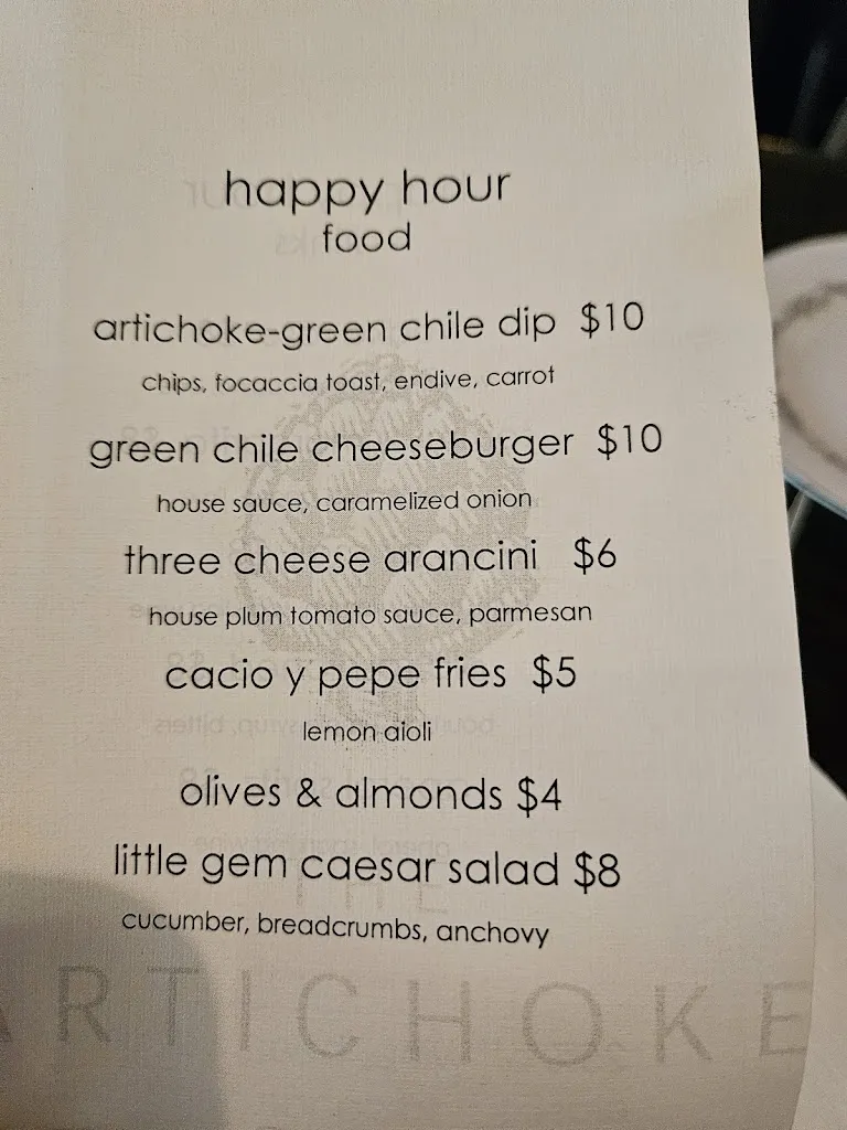 Menu_The Artichoke Cafe_Alburquerque_image_2