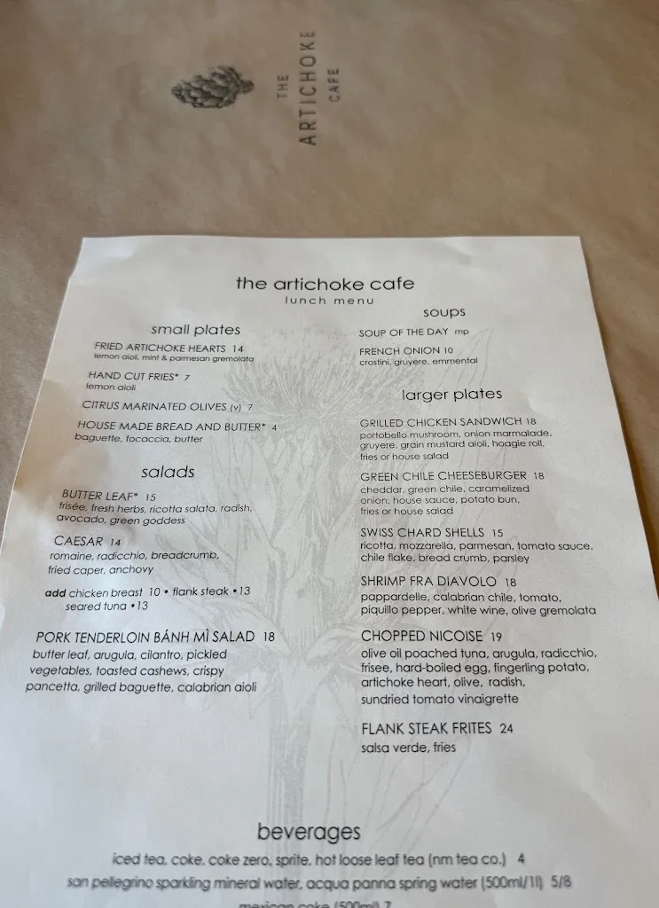 Menu_The Artichoke Cafe_Alburquerque_image_4