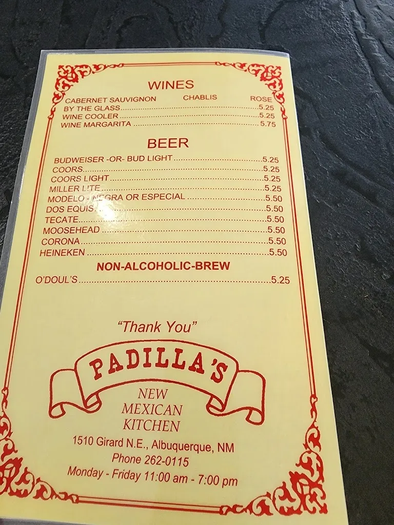 Menu_Padilla's Mexican Kitchen_Alburquerque_image_3