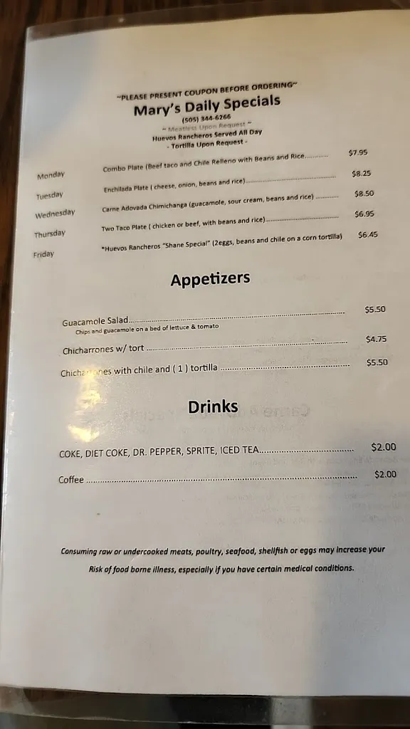 Menu_Mary & Tito's Cafe_Alburquerque_image_3