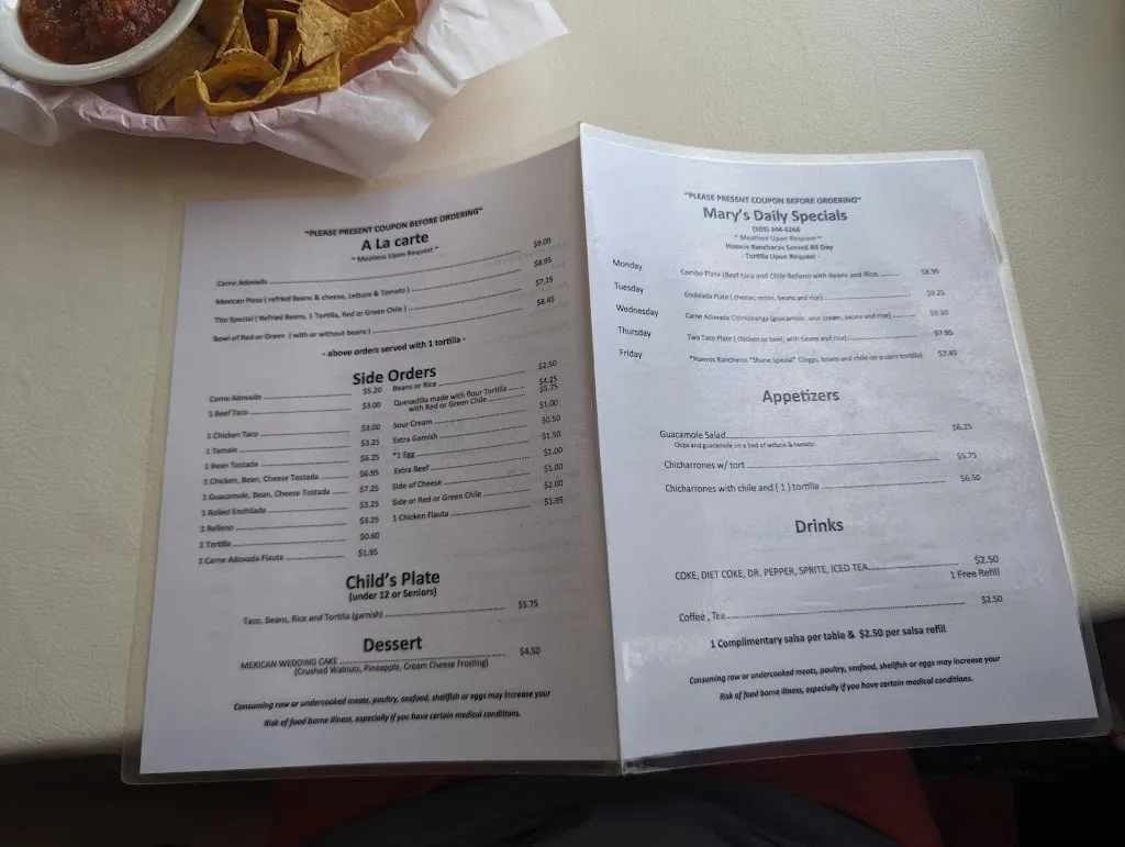 Menu_Mary & Tito's Cafe_Alburquerque_image_4