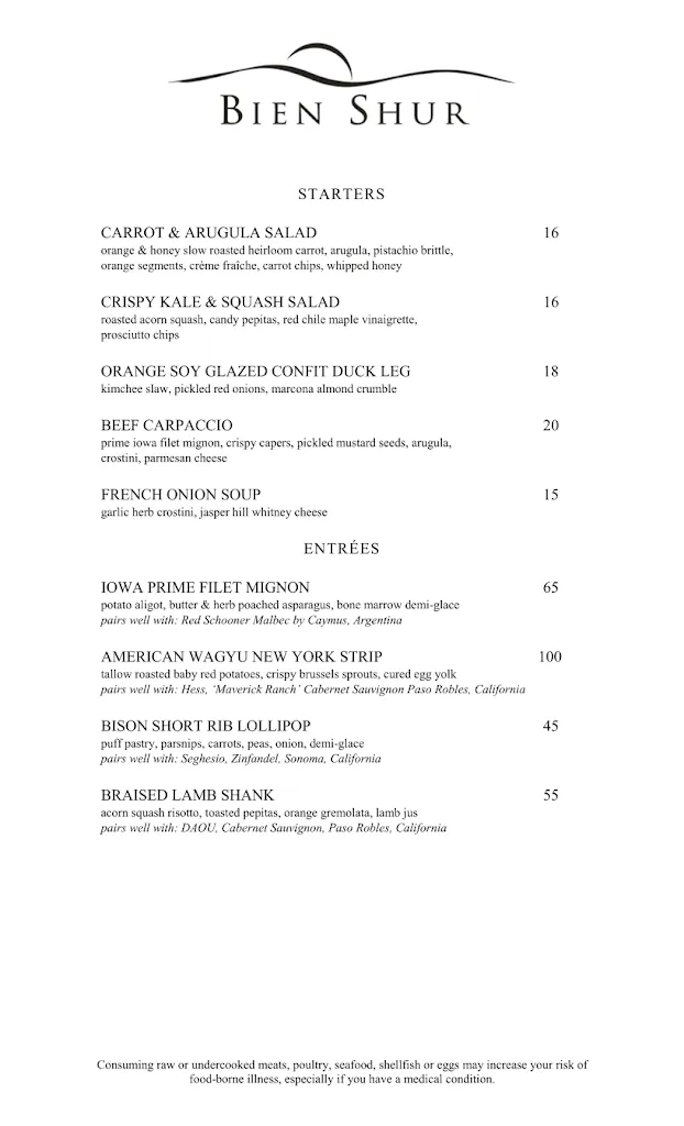 Menu_Bien Shur_Alburquerque_image_1