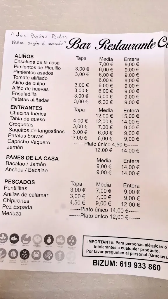 Menu_Bar Cristo De Los Vaqueros_Castilblanco_image_2