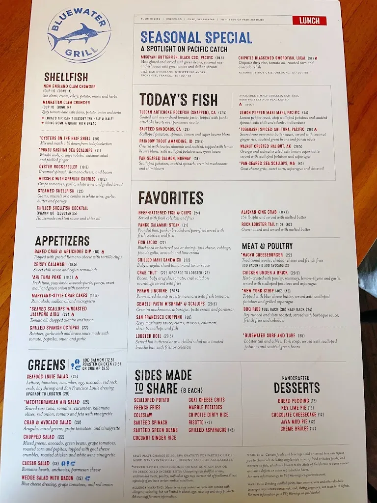 Menu_Bluewater Boathouse Seafood Grill Coronado_Coronada La_image_2
