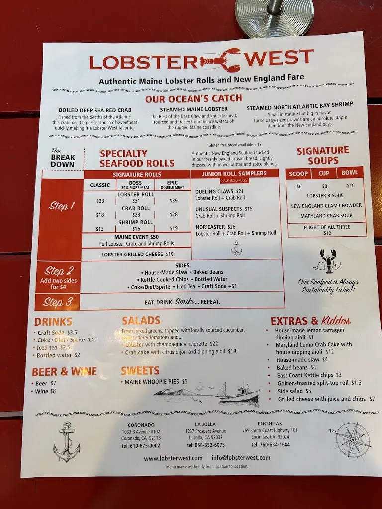 Menu_Lobster West Coronado_Coronada La_immagine_1