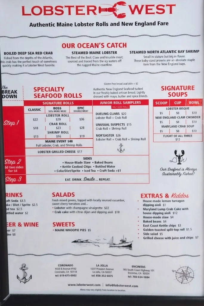 Menu_Lobster West Coronado_Coronada La_immagine_2