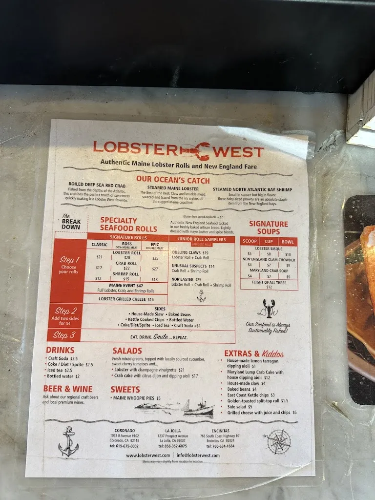 Menu_Lobster West Coronado_Coronada La_immagine_3