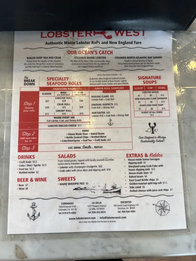 Menu_Lobster West Coronado_Coronada La_immagine_4
