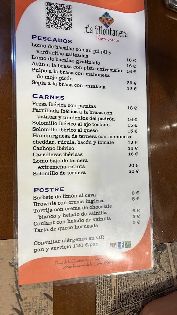 Menu_Restaurante la Montanera_Fregenal de la Sierra_image_1