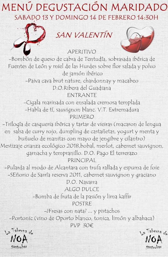 Menü_La Taberna De Noa_Fuentes de León_Bild_2