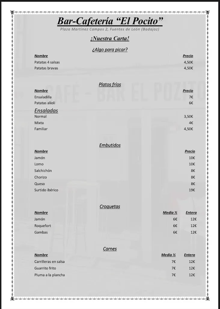 Menu_Bar el Pozito_Fuentes de León_image_2